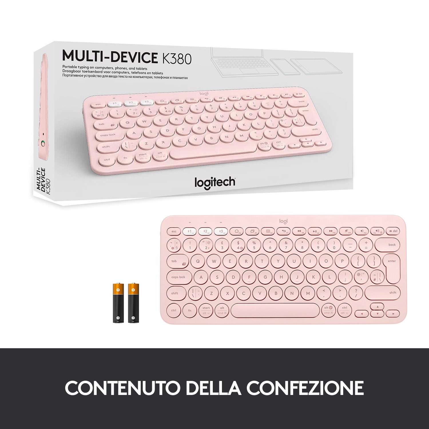 Logitech K380 Multi-Device Tastiera Bluetooth Wireless, Design Easy-Switch,  Sottile, Portatile, 2 Anni di Batteria, Funziona con PC, Laptop, Windows,  Mac, Android, iPad OS, Apple TV, Tastiere in Offerta su Stay On