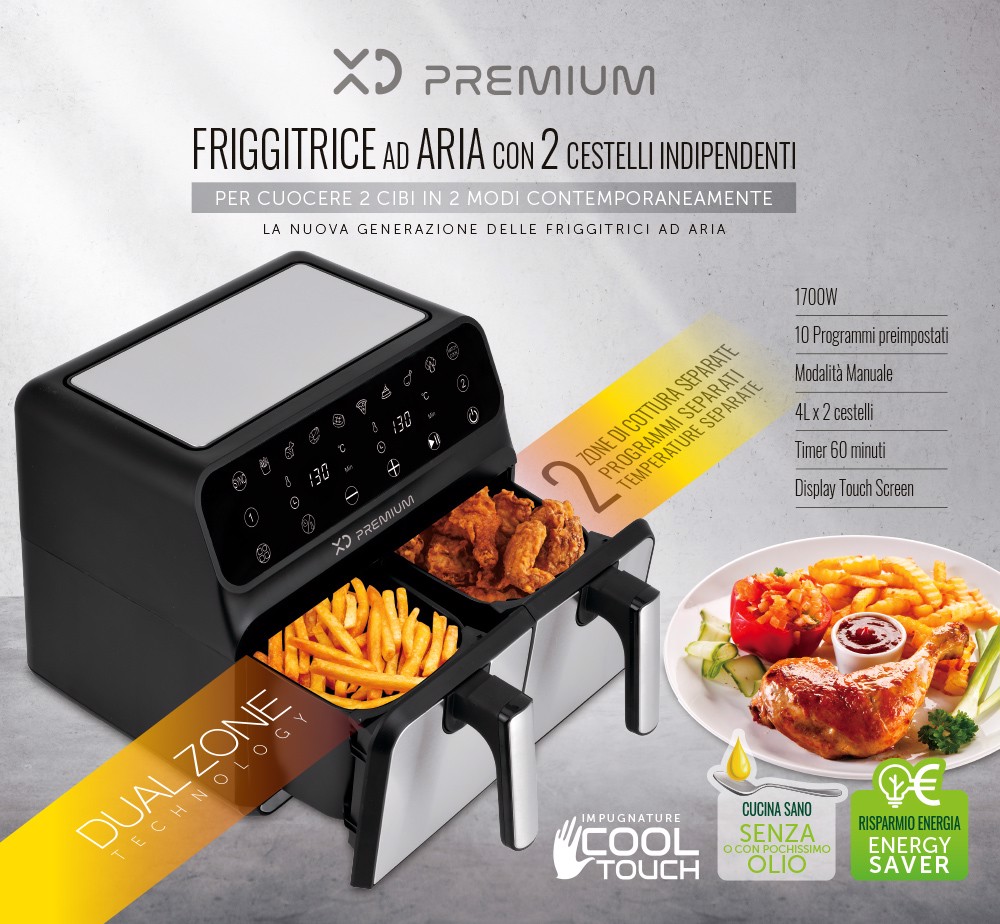 XD Enjoy XD XDJW514 friggitrice ad aria 6 L 1800 W colore Nero, Acciaio  inossidabile, Friggitrici ad aria in Offerta su Stay On