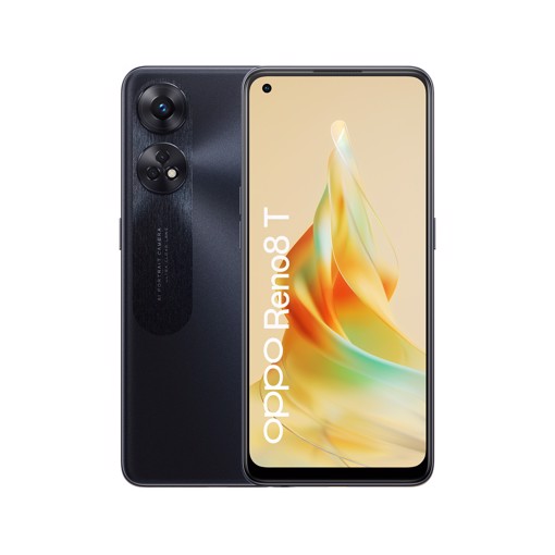 OPPO Reno 8 RENO8 T Smartphone 4G, Fotocamera da 100MP+2+2MP, Selfie 32MP, Display 6.43” 60HZ AMOLED, 5000mAh, RAM 8GB(Esp 12GB/14GB/16GB) + ROM 128GB Esp 1TB, [Versione Italia], Colore Black