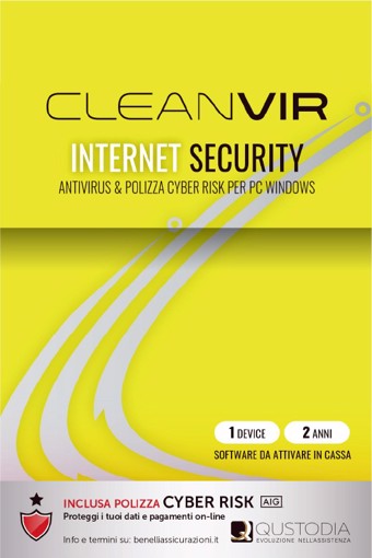 CleanVir Internet Security Antivirus & Polizza Cyber Risk Per PC Windows