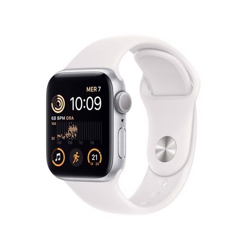 Apple Watch SE GPS 40mm Cassa in Alluminio color Argento con Cinturino Sport Band Bianco - Regular