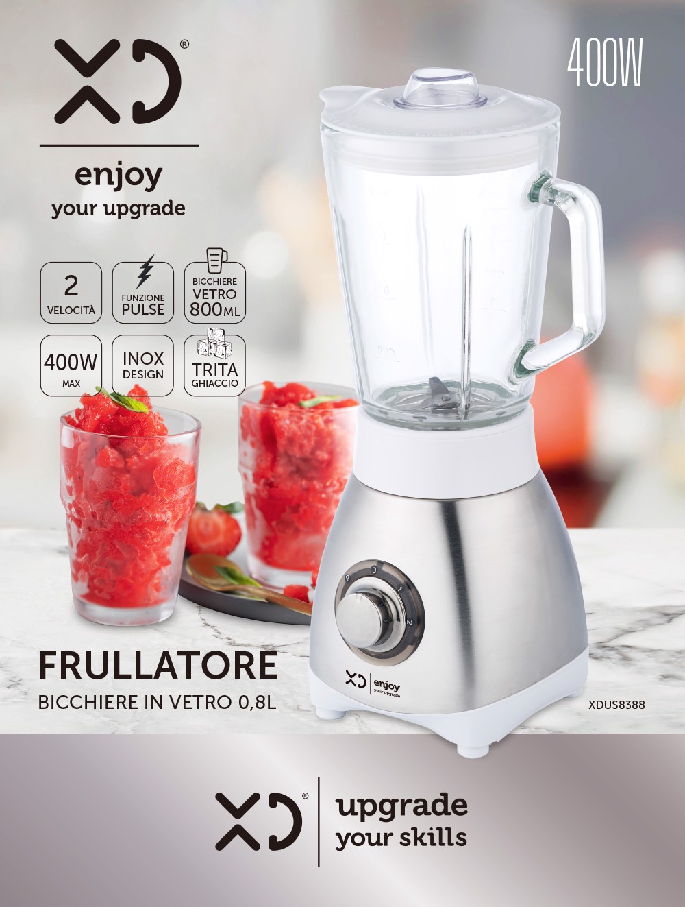 Frullatore professionale premium 600W con bicchiere in vetro HO