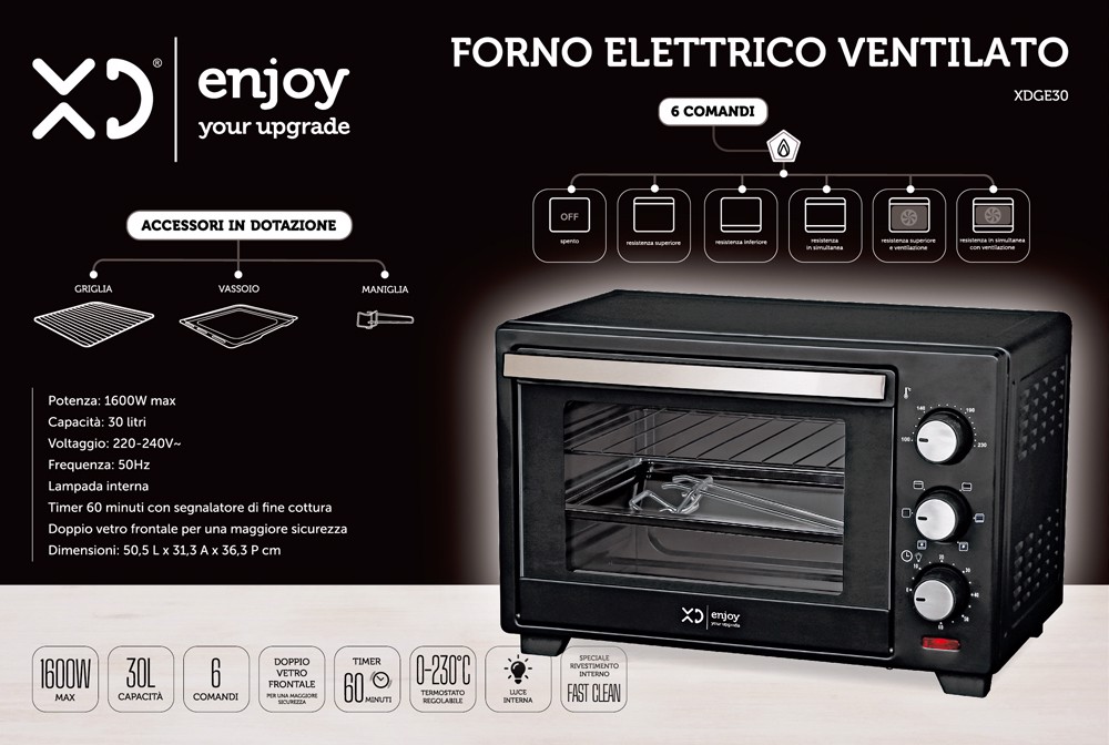 XD Enjoy XD Forno Elettrico Ventilato, Fornetti elettrici in Offerta su  Stay On