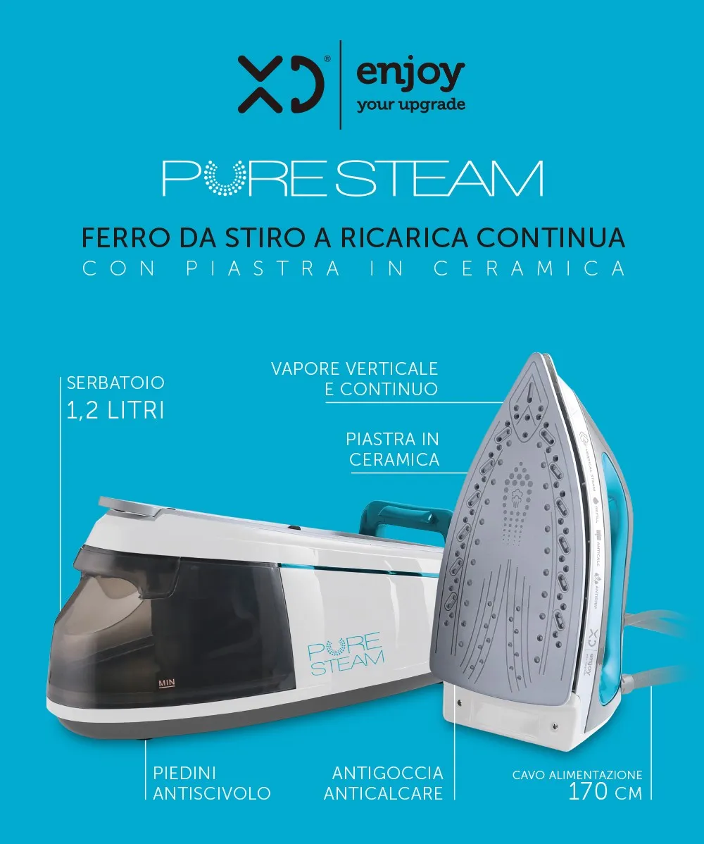 Ferro da stiro senza filo cordless ferro a vapore 2in1 2600W piastra ceramica eB