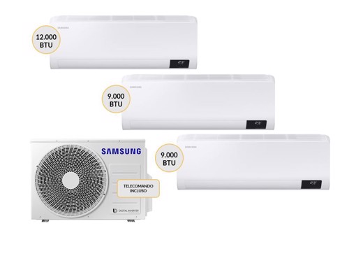Samsung Luzon AJ052TXJ3KGEU + AR09TXHZAWKNEU + AR09TXHZAWKNEU + AR12TXHZAWKNEU Condizionatore TRIAL split system Bianco 9000 btu + 9000 btu + 12000 btu