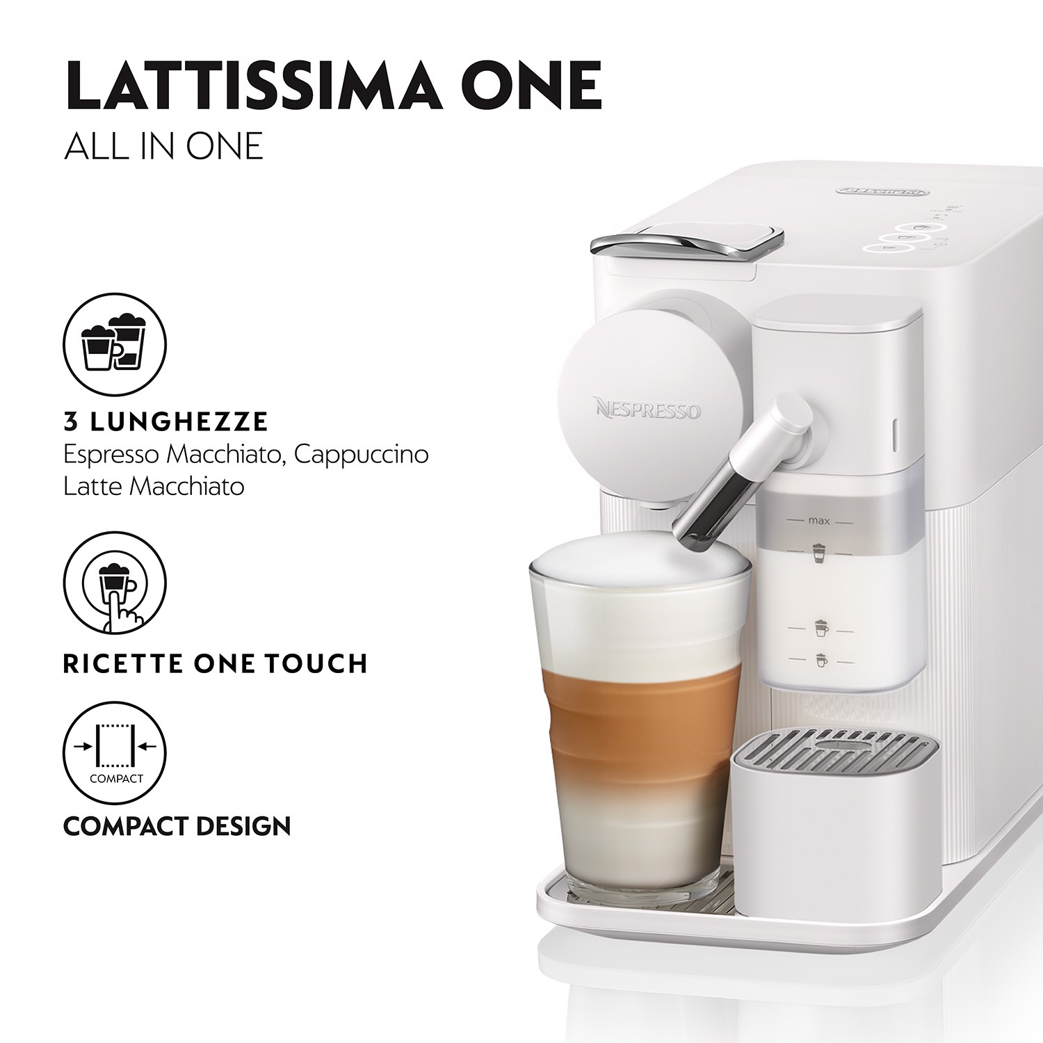 Acquistare De'Longhi Nespresso Lattissima One Bianco EN510 Macchina per  caffè in capsule su