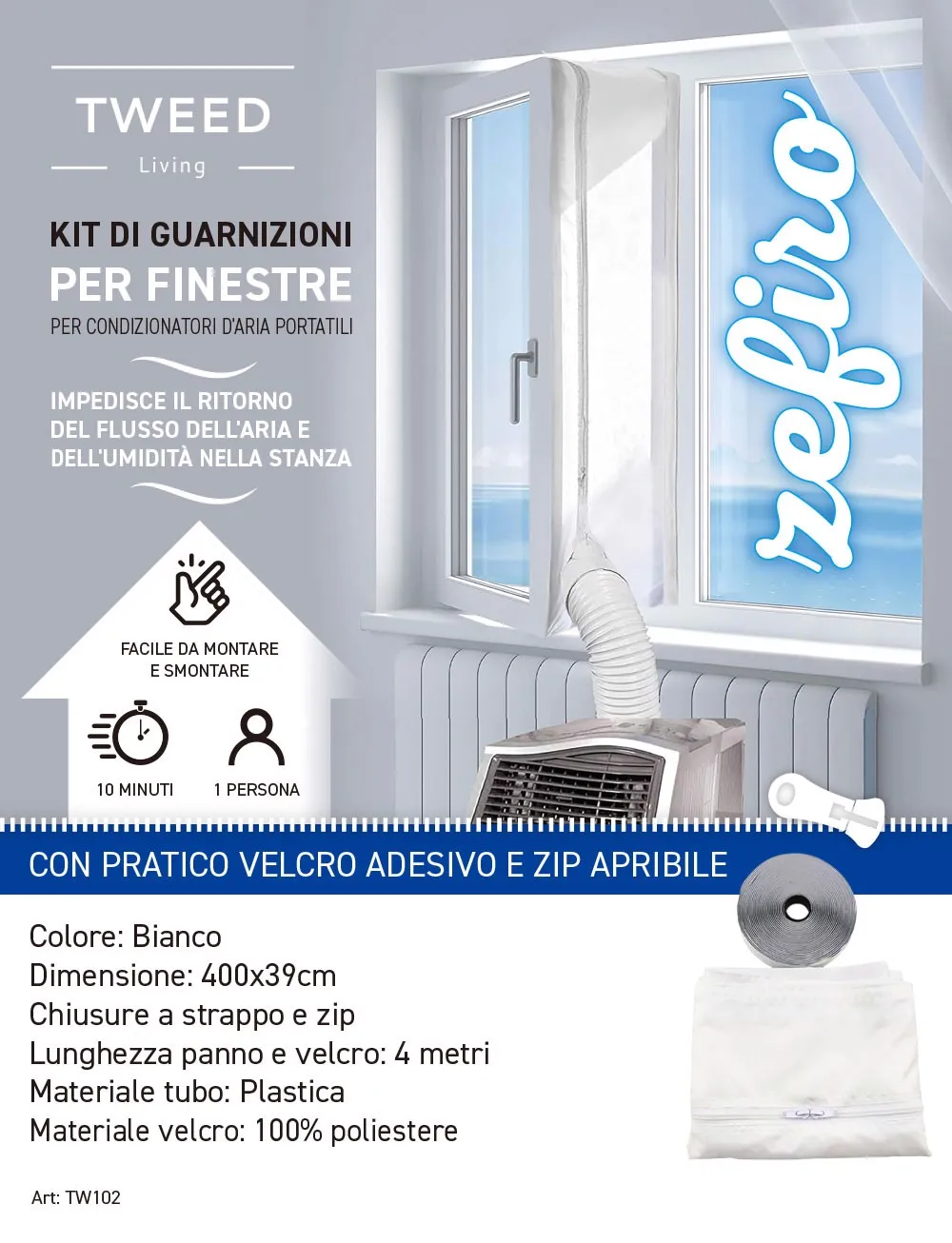Guarnizione Universale Per Finestra Da 4m Per Condizionatore Mobile - Bianca - Foto 6