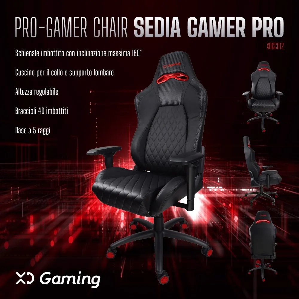 X-Rocker Saturn - Sedia da gaming con schienale medio, ergonomica, con