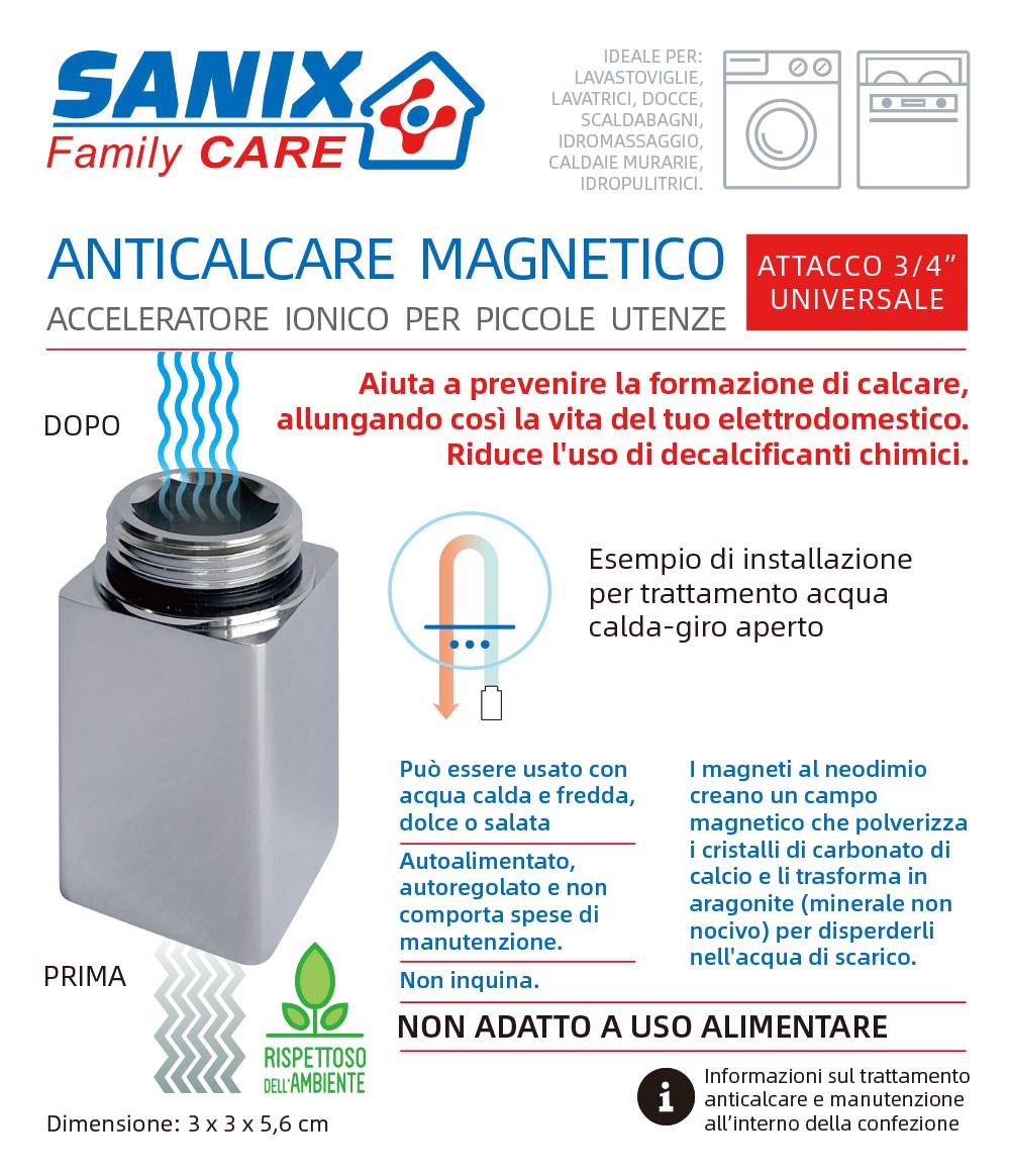 Sanix Engineering Care Anticalcare Magnetico Sanix, Accessori per grandi  elettrodomestici in Offerta su Stay On