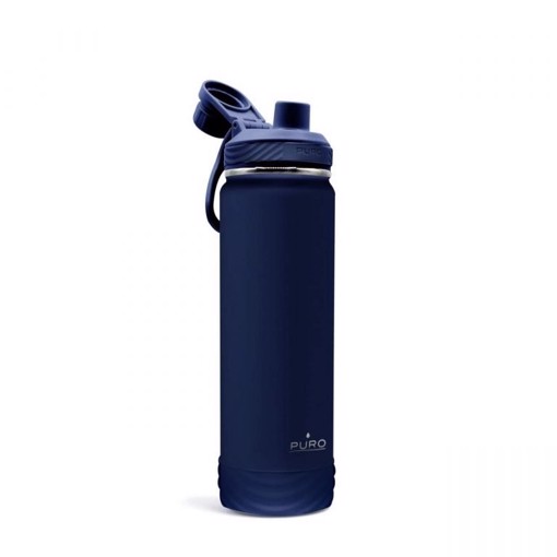 PURO WB750OUTDOORDW1DKBL borraccia Uso quotidiano, Trekking, Sport 750 ml Silicone, Acciaio inossidabile Blu