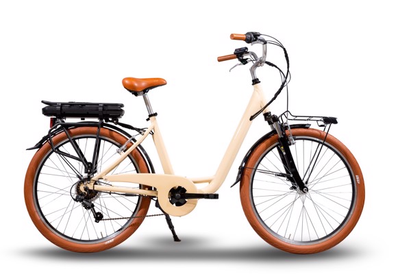 EMG  Bici Elettrica City bike vintage Shirley 250W, ruota da 26", freni V-brake a/p, cambio Shimano RS-36, batteria ultra slim 10Ah