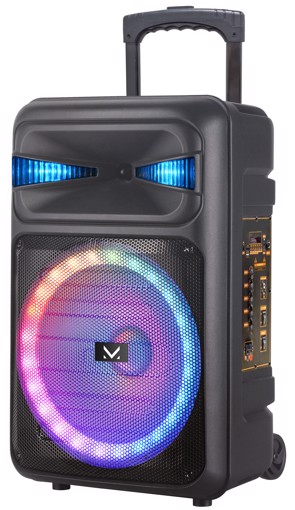 New Majestic Party Speaker A Trolley Bluetooth Con Luci LED, Ingressi USB/MicroSD/AUX/Mic, Telecomando E Microfono Con Filo In Dotazione, Batteria Ricaricabile Integrata