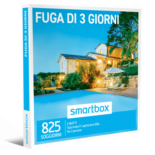 Smartbox Cofanetto Fuga Di 3 Giorni - 2 notti
Tipici hotel 3*, agriturismi, B&B...
Per 2 persone