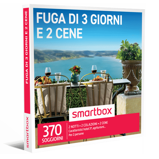 Smartbox Cofanetto Fuga Di 3 Giorni E 2 Cene - 2 notti • 2 colazioni • 2 cene
Caratteristici hotel 3*, agriturismi…
Per 2 persone
