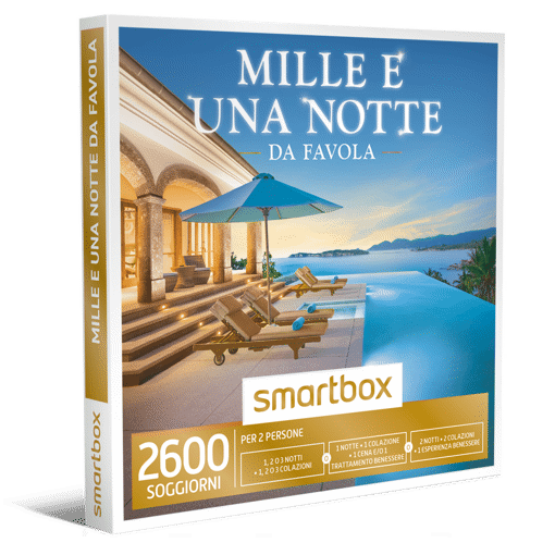 Smartbox Cofanetto Mille E Una Notte Da Favola - 1, 2 o 3 notti • 1, 2 o 3 colazioni
O
1 notte • 1 colazione • 1 cena e/o 1 trattamento relax
O
2 notti •  2 colazioni •  1 esperienza benessere