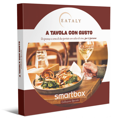 Smartbox Cofanetto A Tavola Con Gusto - 1 pranzo o 1 cena di 2 portate con 1 calice di vino e acqua inclusi per 2 persone