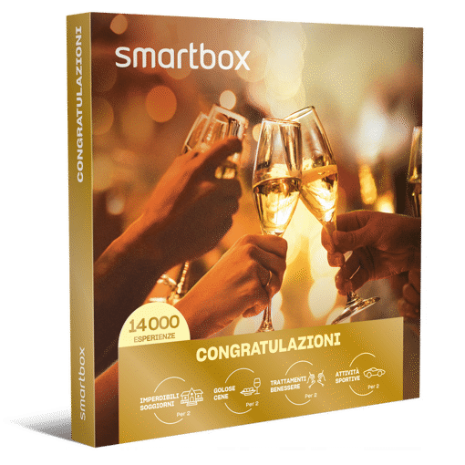 Smartbox Cofanetto Congratulazioni - Imperdibili soggiorni per 2 persone
O
Gustose cene per 2 persone
O
Trattamenti benessere per 2 persone
O
Attività sportive per 2 persone