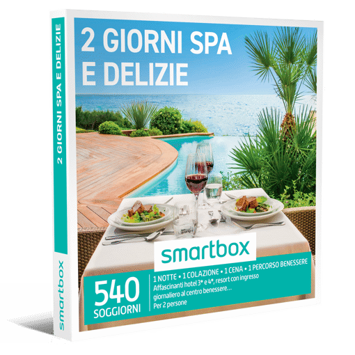 Smartbox Cofanetto 2 Giorni Spa E Delizie - 1 notte • 1 colazione • 1 cena • 1 percorso benessere
Affascinanti hotel 3* e 4*, resort con ingresso 
giornaliero al centro benessere…
Per 2 persone
