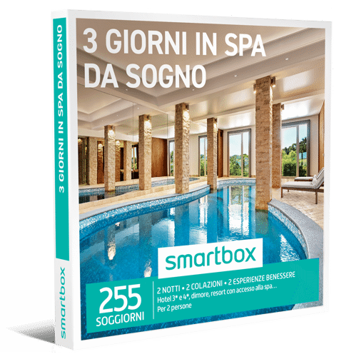 Smartbox Cofanetto 3 Giorni In Spa Da Sogno - 2 notti • 2 colazioni • 2 esperienze benessere
Hotel 3* e 4*, dimore, resort
con accesso alla spa…
Per 2 persone
