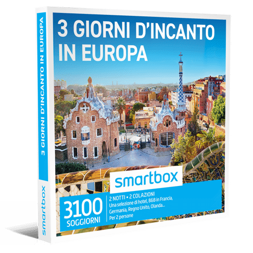 Smartbox Cofanetto 3 Giorni D'Incanto In Europa - 2 notti • 2 colazioni
Una selezione di hotel, B&B in Francia,
Germania, Regno Unito, Olanda...
Per 2 persone