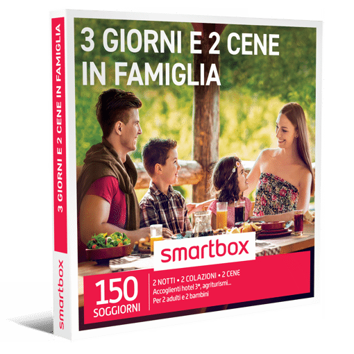 Smartbox Cofanetto 3 Giorni E 2 Cene In Famiglia - 2 notti • 2 colazioni • 2 cene
Accoglienti hotel 3*, agriturismi...
Per 2 adulti e 2 bambini