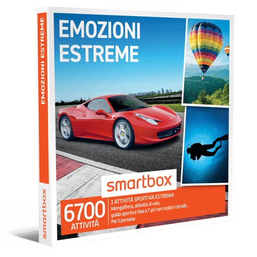 Smartbox Cofanetto Emozioni Estreme - 1 attività sportiva estrema
Mongolfiera, paracadute,
guida sportiva fino a 7 giri nei migliori circuiti…
Per 1 persona