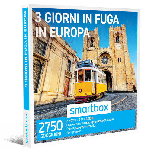 Smartbox Cofanetto 3 Giorni In Fuga In Europa - 2 notti • 2 colazioni
Una selezione di hotel, agriturismi, B&B in Italia,
Francia, Spagna, Portogallo...
Per 2 persone