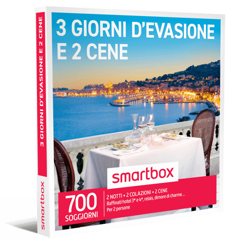 Smartbox Cofanetto 3 Giorni D'Evasione E 2 Cene - 2 notti • 2 colazioni • 2 cene
Raffinati hotel 3* e 4*, relais, dimore di charme… 
Per 2 persone