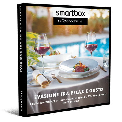 Smartbox Cofanetto Evasione Tra Relax E Gusto - 1 NOTTE CON CENA E/O ACCESSO ALLA SPA IN HOTEL 4*, 4*s, RELAIS E RESORT               Per 2 persone