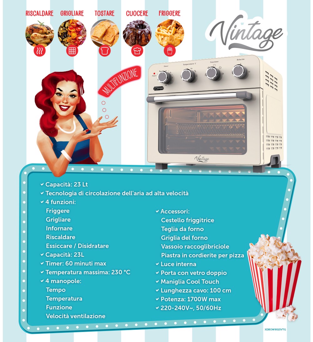 XD Enjoy Friggitrice Ad Aria & Forno Ventilato - Vintage, Friggitrici ad  aria in Offerta su Stay On