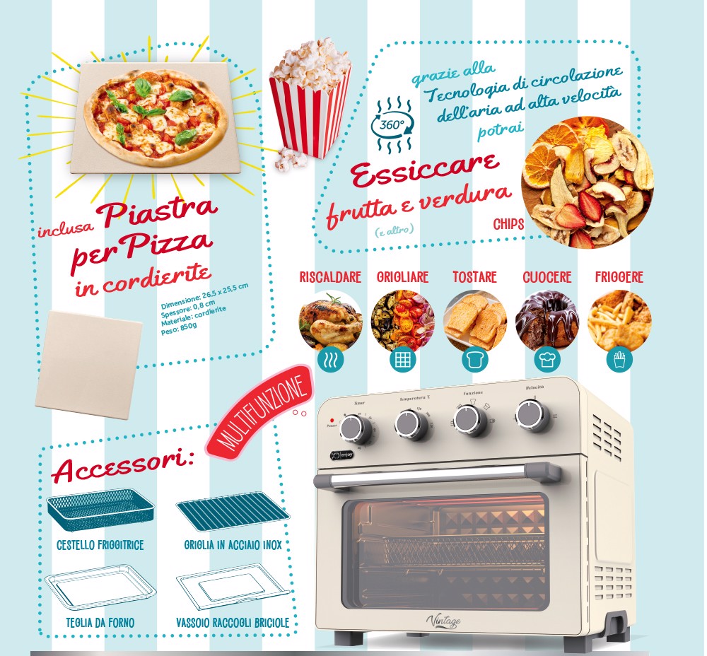 XD Enjoy Friggitrice Ad Aria & Forno Ventilato - Vintage, Friggitrici ad  aria in Offerta su Stay On