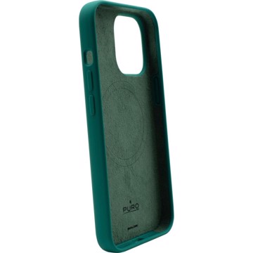 Puro cover in silicone liquido per iphone 14 pro, verde scur