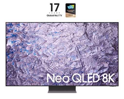 Samsung Series 8 TV QE65QN800CTXZT Neo QLED 8K, Smart TV 65" Processore Neural Quantum 8K, Dolby Atmos e OTS+, Titan Black 2023