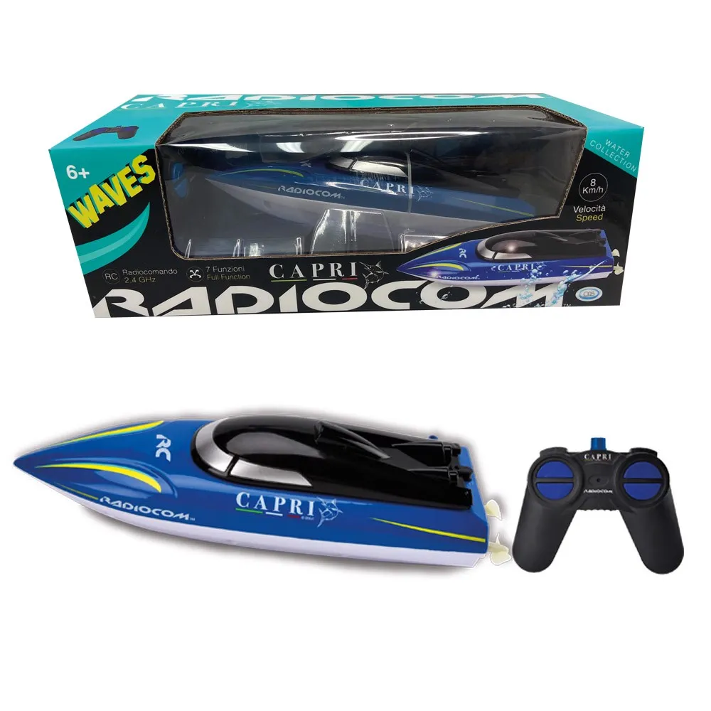 Mophorn Barca RC, 2 pezzi, 2,4 GHz 12 km/h, per piscine e laghi, barca da corsa con luce LED, 4