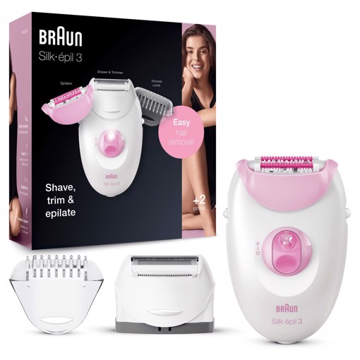 Braun Silk-épil 3 Silk-?pil 3-270, Epilatore Donna Per La Rimozione Duratura Dei Peli - Bianco/Rosa