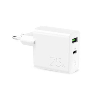 Puro fast charger power delive 1 usb-a 1usb-c, 25w bianco