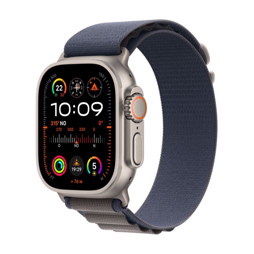 Apple Watch Ultra 2 GPS + Cellular, Cassa 49m in Titanio con Blu Alpine Loop - Small