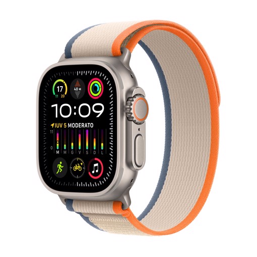 Apple Watch Ultra 2 GPS + Cellular, Cassa 49m in Titanio con Arancione/Beige Trail Loop - S/M