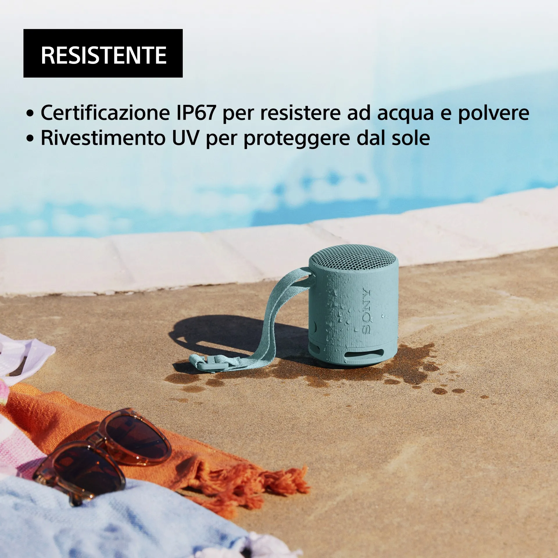 Sony SRS-XB100 Speaker Wireless Bluetooth Portatile Impermeabile IP67