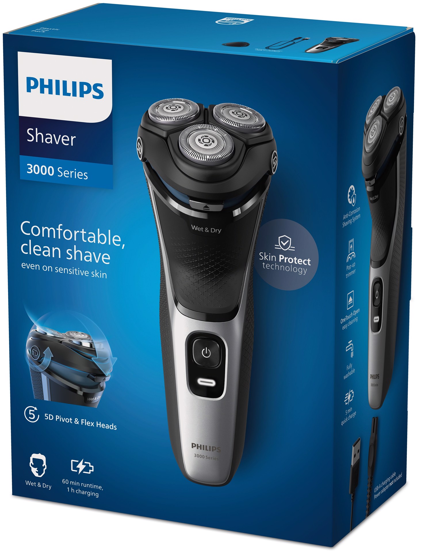 PHILIPS Shaver 3000 Series S3143/00 Rasoio elettrico Wet & Dry, Rasoi in  Offerta su Stay On