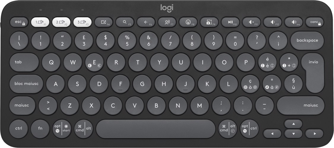 LOGITECH Pebble Keys 2 K380s tastiera RF senza fili + Bluetooth QWERTY  Italiano Grafite, Tastiere in Offerta su Stay On