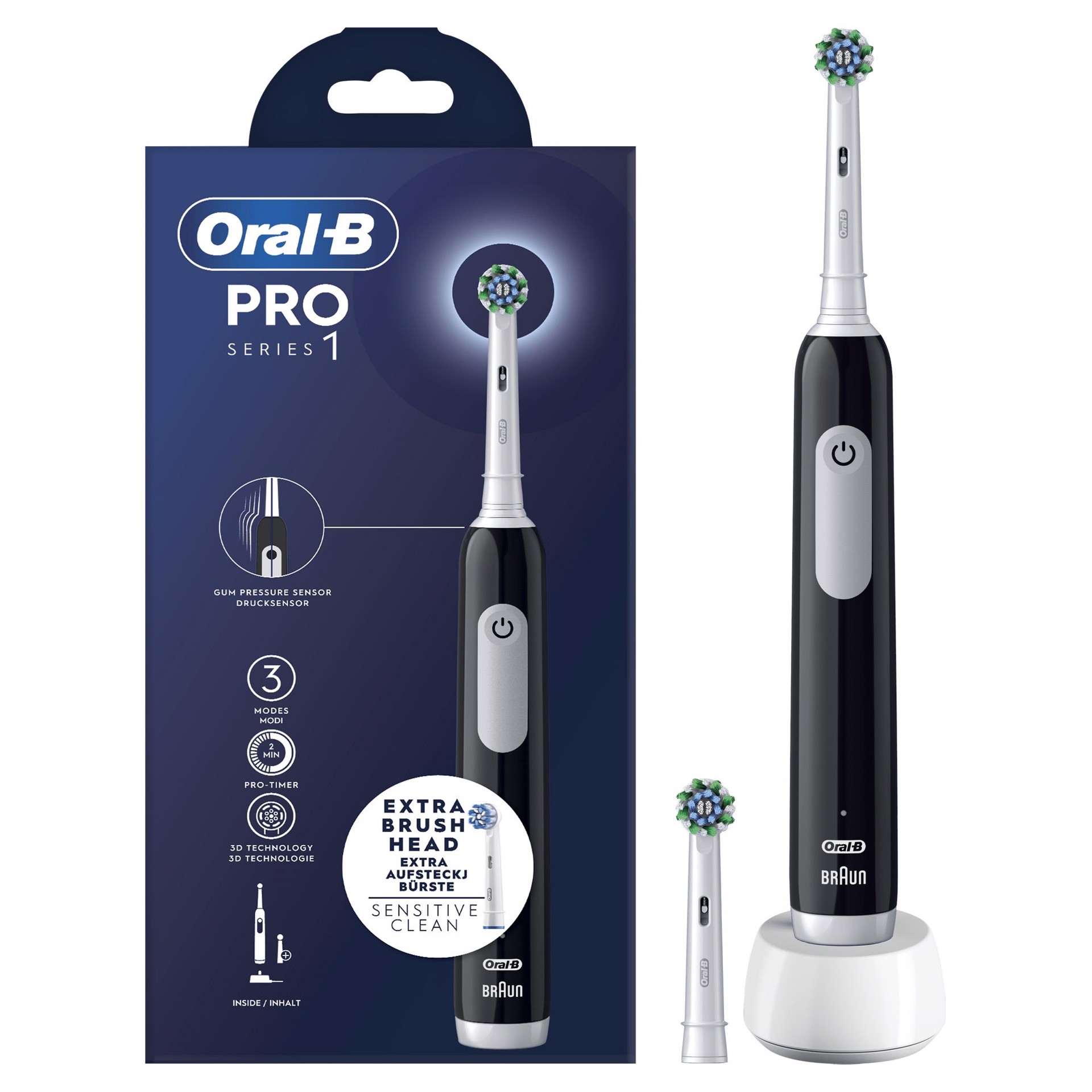 ORAL-B Spazzolino Elettrico Ricaricabile Series 1 Nero con 2 Testine di  Ricambio, 1 Spazzolino, Spazzolini elettrici e Idropulsori in Offerta su  Stay On