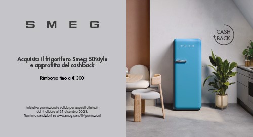 SMEG ARREDA A COLORI, CASHBACK FINO A € 300 PER IL TUO NUOVO FRIGORIFERO FAB