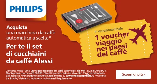 Vinci un viaggio nei paesi del caffè con Philips