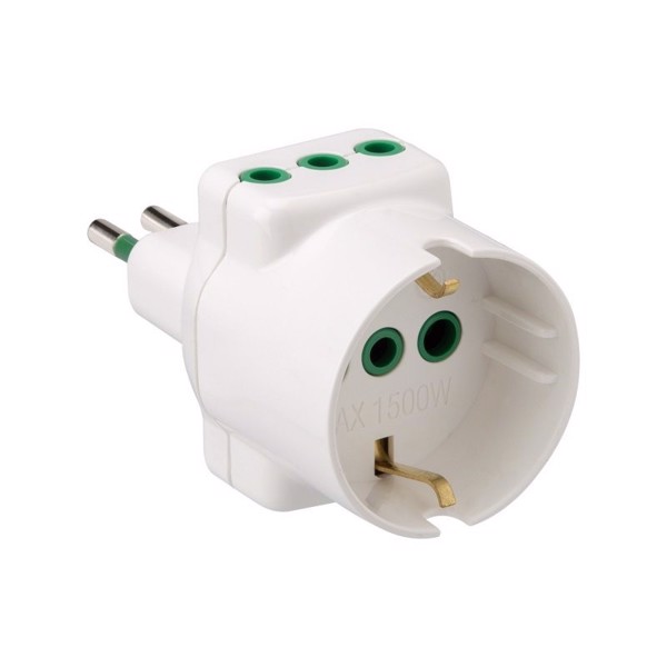Ekon ECELX3OUTSCHU10W adattatore per presa di corrente Tipo L (IT) Tipo L (IT) + Tipo F Bianco