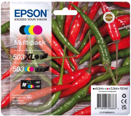 Epson 503 XL cartuccia d'inchiostro 4 pz Originale Resa elevata (XL) Nero, Ciano, Magenta, Giallo