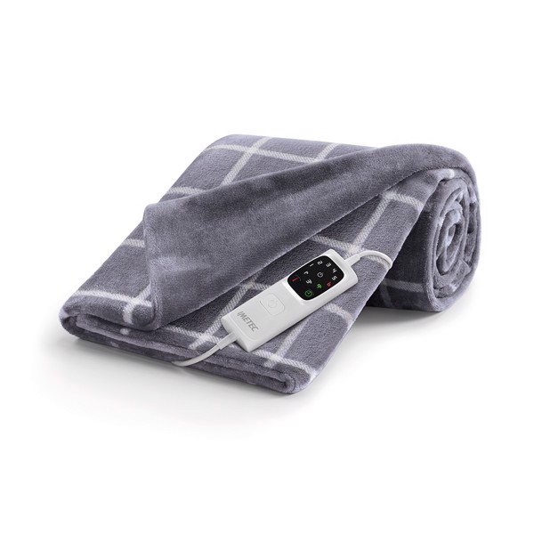 Imetec Caldoplaid Velvet Square Plaid Riscaldabile, Morbida Coperta Elettrica 150x95 cm, Basso Consumo, Tecnologia Adapto, Dispositivo di Sicurezza, R