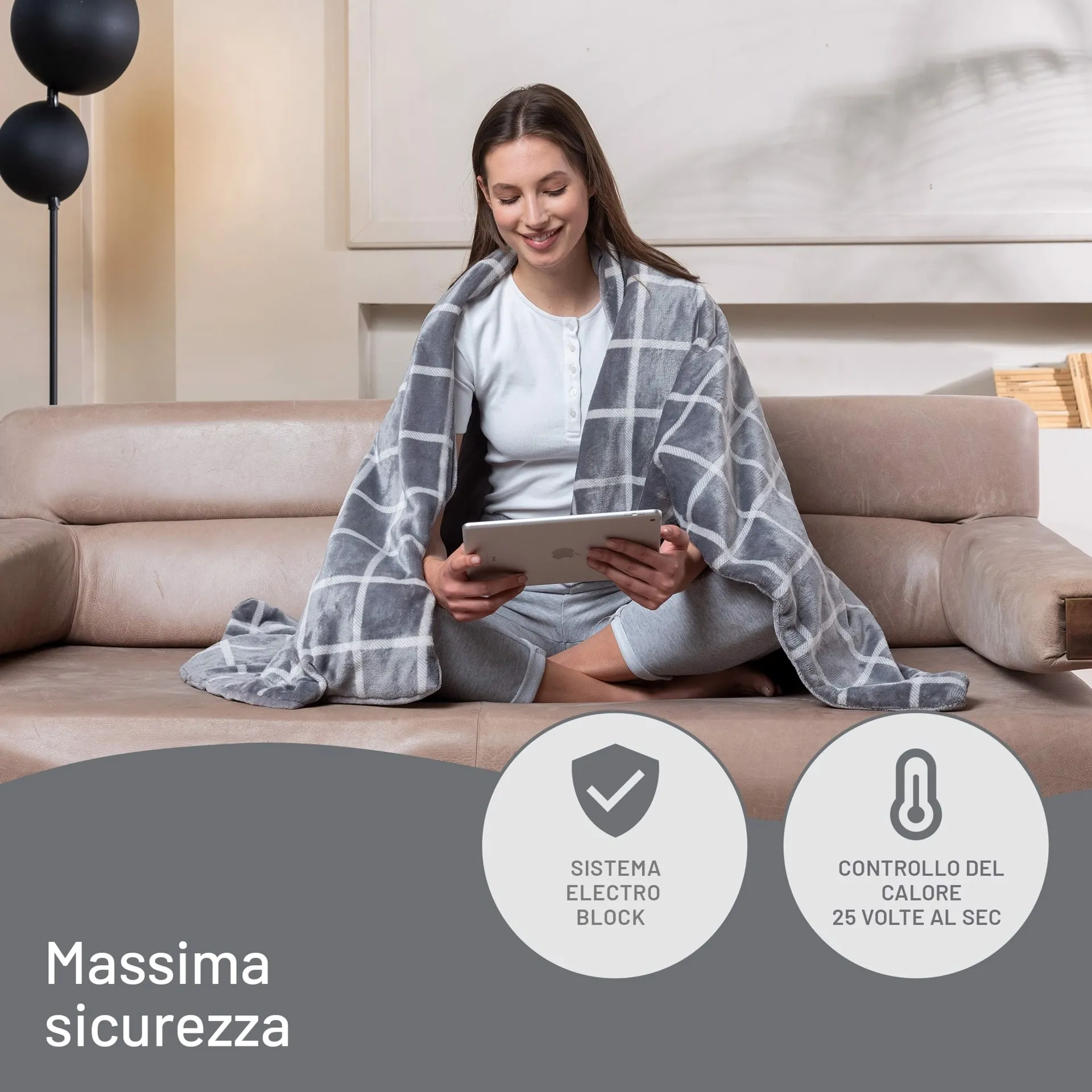 Coperta Elettrica Riscaldante Letto Singolo 3 Livelli di Calore 60Watt 80x150cm | Leroy Merlin