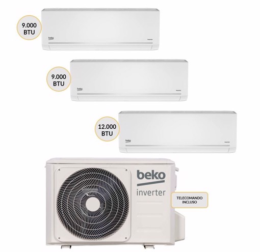 Beko BGMPO271 + BGMPI090 + BGMPI090 + BGMPI120 Climatizzatore Trial split system Bianco 9000 btu + 9000 btu + 12000 btu Wi-Fi