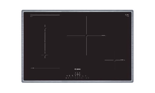 Bosch Serie 6 PVS845FB5E piano cottura Nero, Acciaio inossidabile Da incasso 80 cm Piano cottura a induzione 4 Fornello(i)